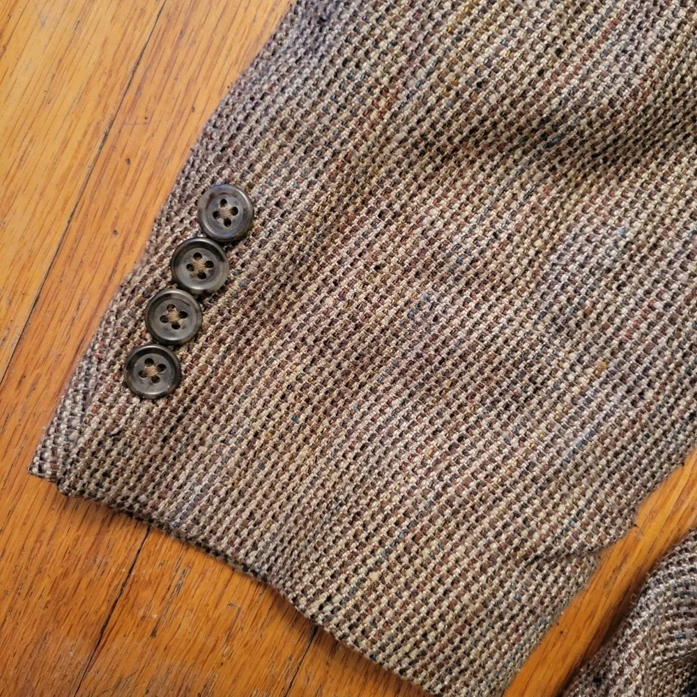 Jos A Bank 50R Silk Blazer Tan Brown Textured Hopsack 2 Button Sport Coat Jacket